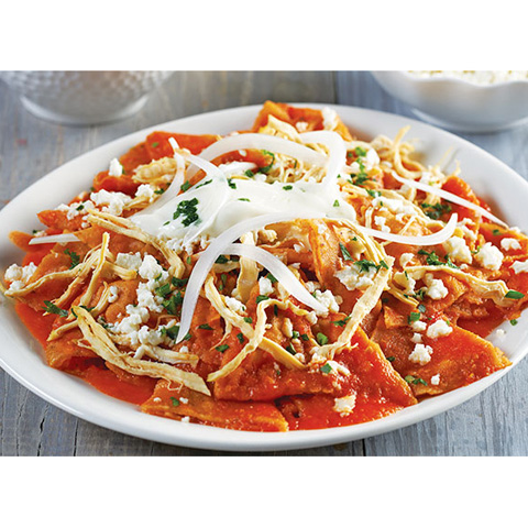 Chilaquiles with chicken red Sauce