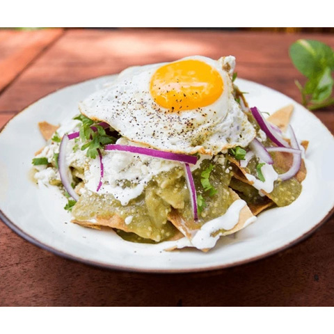 Chilaquiles with one fried or scrambled egg Green Sauce